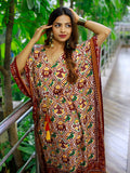 Maroon Color Bandhani Printed Pure Gaji Silk Kaftan