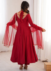 Elegant maroon Anarkali suit for wedding functions