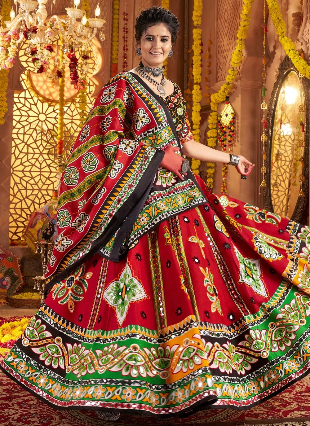 Maroon cotton Navratri lehenga choli set