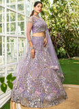 Semi-stitched mauve bridal lehenga set for wedding and reception