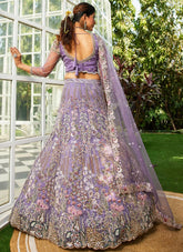 Semi-stitched mauve bridal lehenga set for wedding and reception