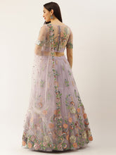 Mauve Net Sequins Embroidered and mirror work Lehenga For Wedding