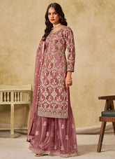 Mauve Embroidered Sharara with Dupatta