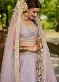 Mauve Sequins Work Poly Chiffon Budget Bridal Lehenga Choli With Dupatta