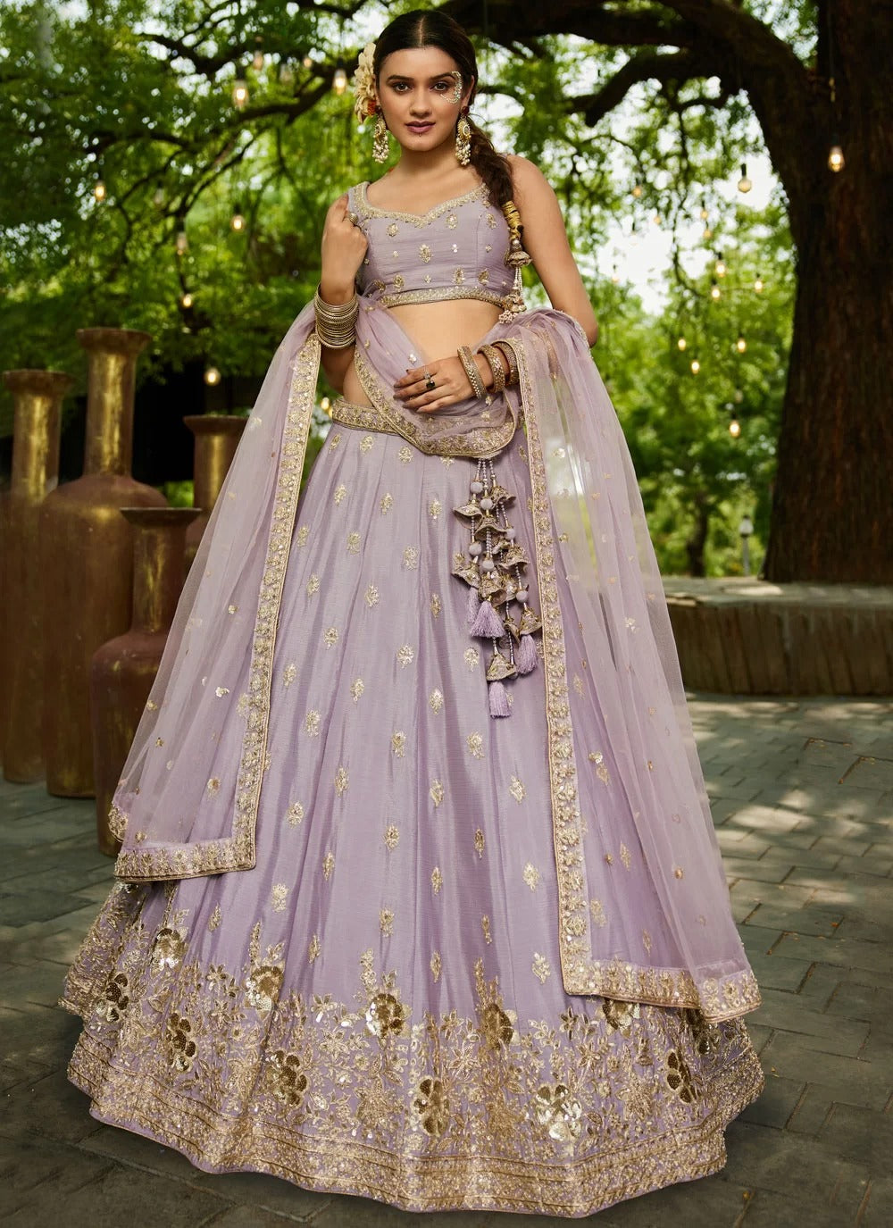 Trendy Mauve Sequins Work Poly Chiffon Budget Bridal Lehenga Choli With Dupatta Under ₹8000