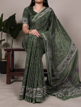 Printed crepe saree with matching blouse