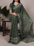 Printed crepe saree with matching blouse