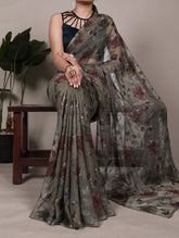 Mehendi lurex brasso saree