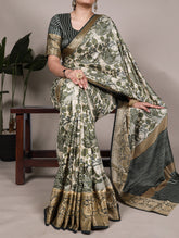 Mehendi color tasar silk saree