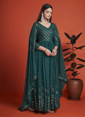 Mehendi Georgette Embroidery Party wear dresses for women