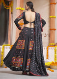 Mirror work Navratri chaniya choli in Black