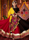 Yellow dupatta with tassels for traditional Gujarati lehenga