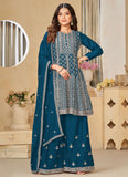 Morpeach Embroidered Chinon Stylish Sharara Suit for Engagements