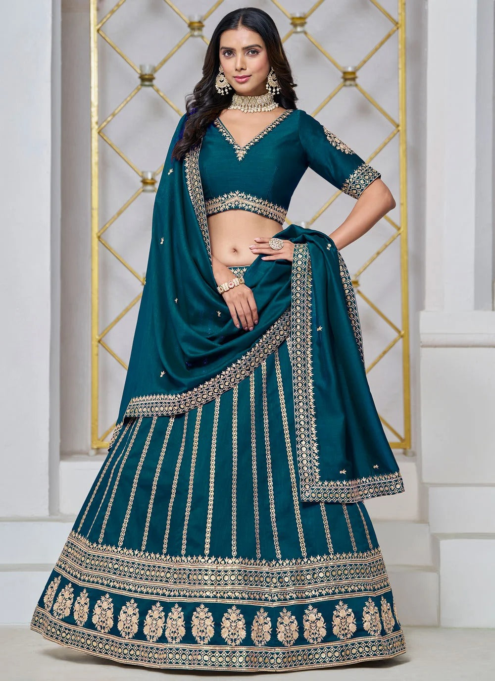 Peach Art Silk Lehenga for Wedding Functions