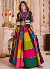 Multi color Navratri jacket chaniya choli with mirror work