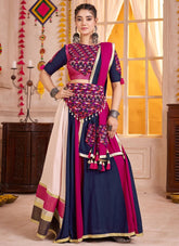 Multi color Navratri lehenga choli with kutchi patch and mirror embroidery