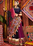 Trendy Multi Color Navratri Lehenga Choli with Navy Blouse & Dupatta – 9 Mtr Flair