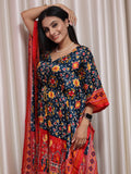 Multi Color Bandhani Printed Pure Gaji Silk Kaftan