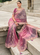 Vibrant Multi-Color Viscose Tissue Silk Saree with Stone, Sequence & Embroidery Cut Work Border