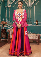 Multi Color Viscose Rayon Navratri Lehenga Choli with Lace Flair