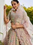 Elegant Lavender Net Designer Bridal Lehenga with Gotapatti, Sequins & Moti Embroidery