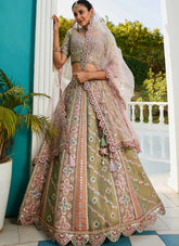 Lavender wedding lehenga with coding thread work