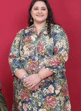 Multicolor plus size kurti pant set for women