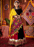 Navratri garba dress with mirror work and lampi border