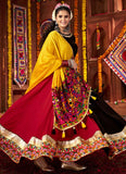 Kutchi work blouse with multi-color lehenga for Dandiya nights