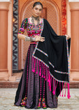 Multicolor Navratri Lehenga with Mirror Work With Embroidered 7-Meter Flair