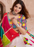 Trendy Navratri Outfit Ideas – Multicolor Lehenga Choli with Mirror Work
