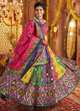 Multicolor Navratri lehenga choli in organic cotton with foil work