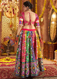 Rani pink choli with jacquard patch and embroidered sleeves