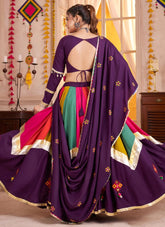 Multicolor purple traditional chaniya choli for Garba and Dandiya