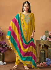 Mustard Color Embroidery Work Straight Salwar Suit