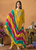 Mustard Color Embroidery Work Straight Salwar Suit