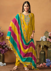 Mustard Color Embroidery Work Straight Salwar Suit