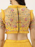 Mustard Color Net Sequins Mirror work Haldi wear lehenga choli