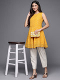 Mustard Georgette Printed Tunic For Women