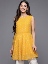 Mustard Georgette Printed Tunic For Women