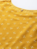 Mustard Georgette Printed Tunic For Women