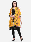 Mustard Temple Design Embroidered Linen Festive Dupatta