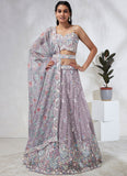 Mystical Mauve Silk Chiffon Traditional Lehenga Choli Set