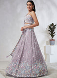 Mystical Mauve Silk Chiffon Traditional Lehenga Choli Set