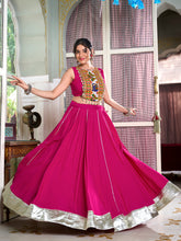 Pink Navratri gamthi work lehenga choli