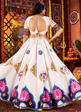 White gajji silk Gujarati chaniya choli for Navratri