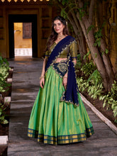 Navy blue Kanchipuram lehenga choli front view