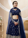 Navy Blue Georgette Party wear Indian Engagement Lehenga choli