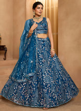 Navy blue net lehenga for cocktail and evening functions