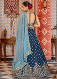 navy blue reception lehenga